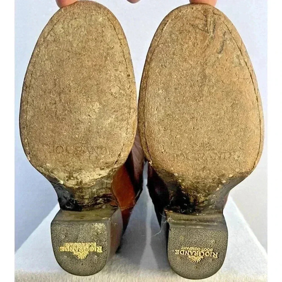 Rio Grande Cowboy Knee High Boots Womens Size US 7 Leather Western Stitch RARE - Picture 7 of 10